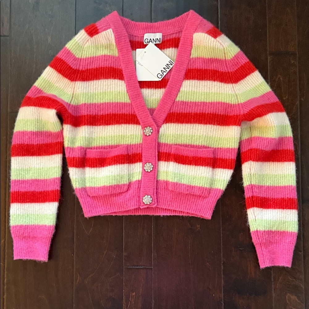 Ganni Multicolor Striped Cardigan